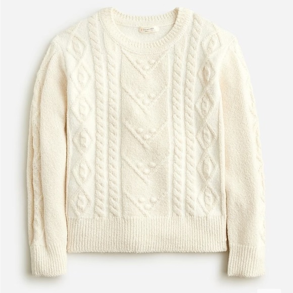 J crew Girls' sparkle cable-knit sweater ivory - Picture 1 of 5